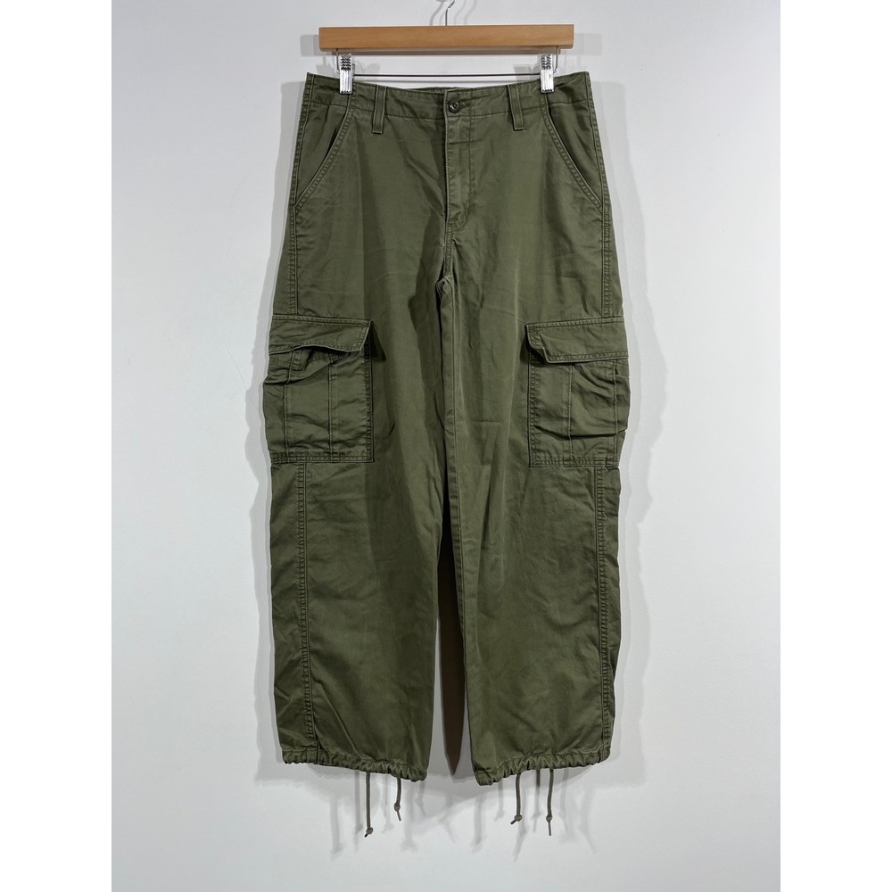 Levis 94 Baggy Cargo Pants Womens 28 Olive Green Wide Leg Utility Streetwear 90s